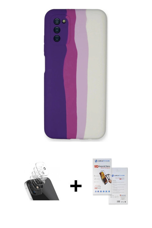 Galaxy A03S Kılıf Yadigar Çizgi - Siyah Seramik Nano Ekran Koruyucu + Şeffaf Kamera Lens Koruma