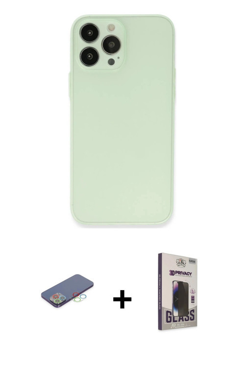 ieg™ iPhone 13 Pro Max Kılıf Atlas Minimal Prime - Siyah Bilvis Hayalet Cam Ekran Koruyucu + Mavi Re
