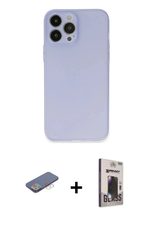 ieg™ iPhone 13 Pro Max Kılıf Atlas Minimal Prime - Siyah Bilvis Hayalet Cam Ekran Koruyucu + Mavi Re