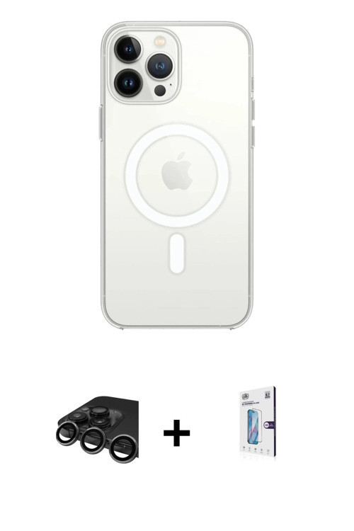 ieg™ iPhone 15 Pro Max Kılıf Ahenk Yansıma Prime - Siyah Bilvis 0.18mm Plus Cam Ekran Koruyucu + Tit