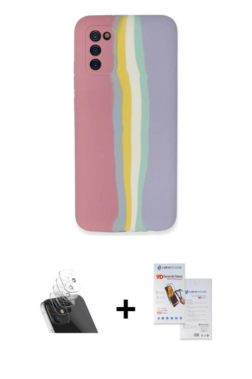 Galaxy A03S Kılıf Yadigar Çizgi - Siyah Seramik Nano Ekran Koruyucu + Şeffaf Kamera Lens Koruma