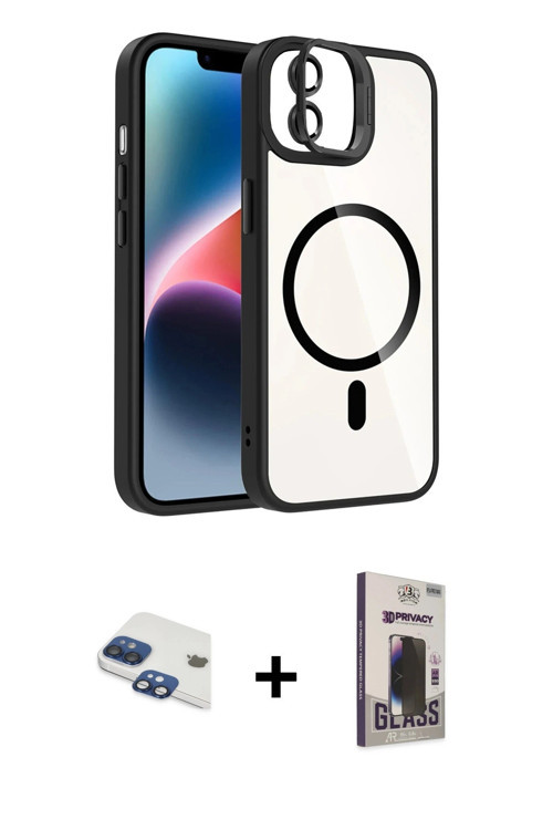 iPhone 11 Kılıf Yadigar Asil Koleksiyonu - Siyah Bilvis Hayalet Cam Ekran Koruyucu + Lacivert P