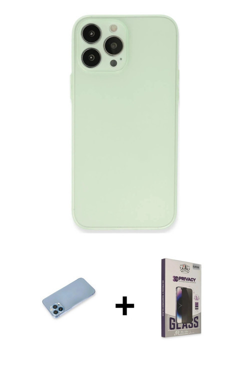 ieg™ iPhone 13 Pro Max Kılıf Atlas Minimal Prime - Siyah Bilvis Hayalet Cam Ekran Koruyucu + Mavi Sh