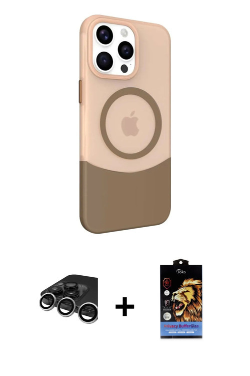 iPhone 15 Pro Max Kılıf Çekirdek Asil Özel Seri - Siyah Buffer Hayalet Cam Ekran Koruyucu + Güm
