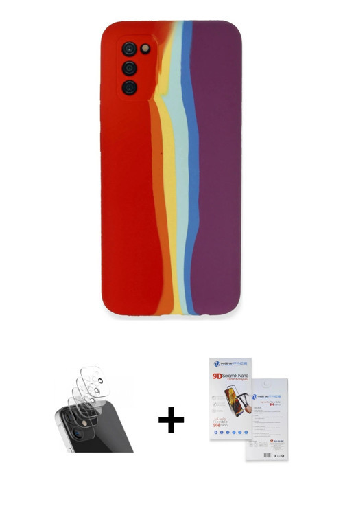 Galaxy A03S Kılıf Yadigar Çizgi - Siyah Seramik Nano Ekran Koruyucu + Şeffaf Kamera Lens Koruma