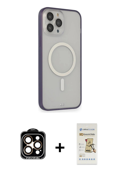 iPhone 14 Pro Max Kılıf Siluet Işık Koleksiyonu - Siyah Mat Seramik Nano Ekran Koruyucu + Turun