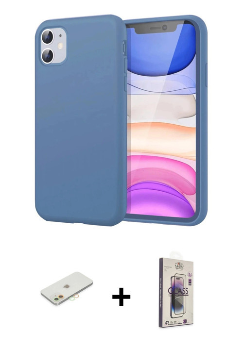 iPhone 11 Kılıf Kozmos Yansıma Özel Seri - Siyah Bilvis 3D Cam Ekran Koruyucu + Turuncu Renkli