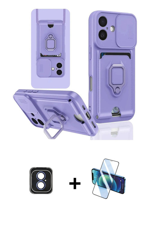 iPhone 16 Kılıf Vadi Form Prime - Siyah 3D Antistatik Seramik Nano Ekran Koruyucu + Mavi PVD Me