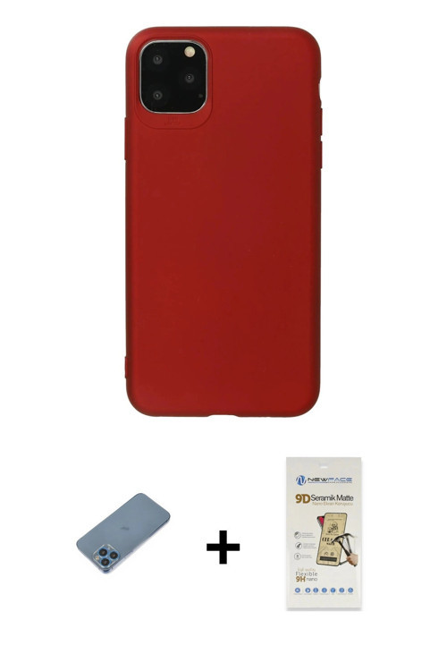 iPhone 11 Pro Max Kılıf Kozmos Yansıma Özel Seri - Siyah Mat Seramik Nano Ekran Koruyucu + Mavi