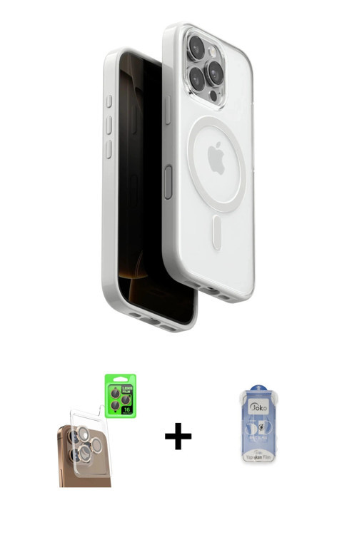 iPhone 16 Pro Kılıf Pusula Form Serisi - Siyah Joko Magic 5D Cam + Çöl Titanyum Raze Metal Kame