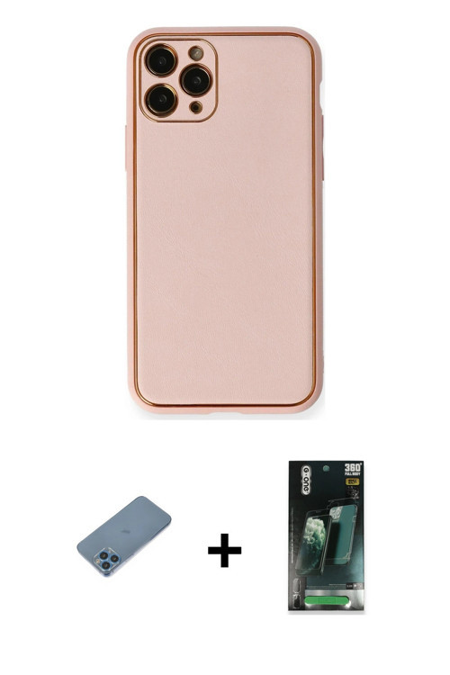 iPhone 11 Pro Max Kılıf Yadigar Klasik - Şeffaf 360 Full Body Arka Koruyucu + Mavi Shine Kamera