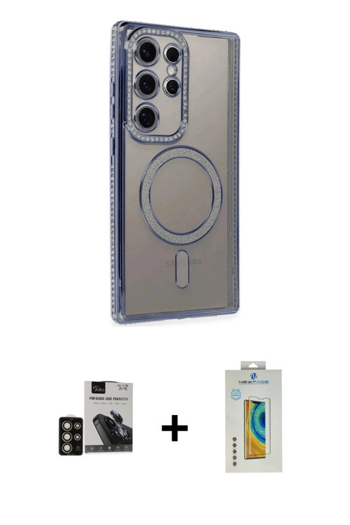 Galaxy S24 Ultra Kılıf Zirve Doku Prime - Siyah Polymer Nano Ekran Koruyucu + Gold PVD Metal Ka