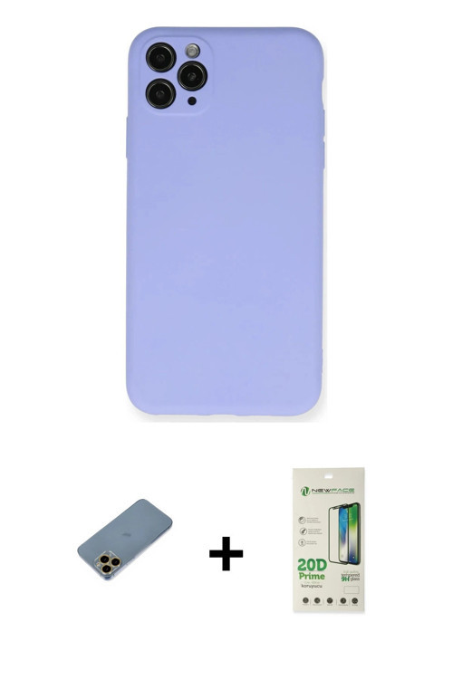 iPhone 11 Pro Max Kılıf Ahenk Serisi - Siyah 20D Premium Cam Ekran Koruyucu + Gold Shine Kamera