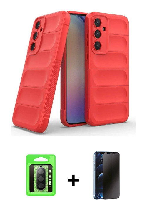 Galaxy A17 5G Kılıf Atlas Koleksiyonu - Siyah 3D Antistatik Hayalet Cam Ekran Koruyucu + Siyah