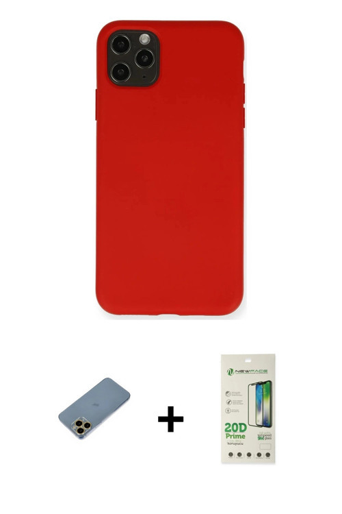 iPhone 11 Pro Max Kılıf Ahenk Serisi - Siyah 20D Premium Cam Ekran Koruyucu + Gold Shine Kamera