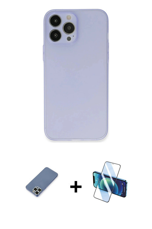 iPhone 13 Pro Max Kılıf Atlas Minimal Prime - Siyah 3D Antistatik Cam Ekran Koruyucu + Açık Yeş