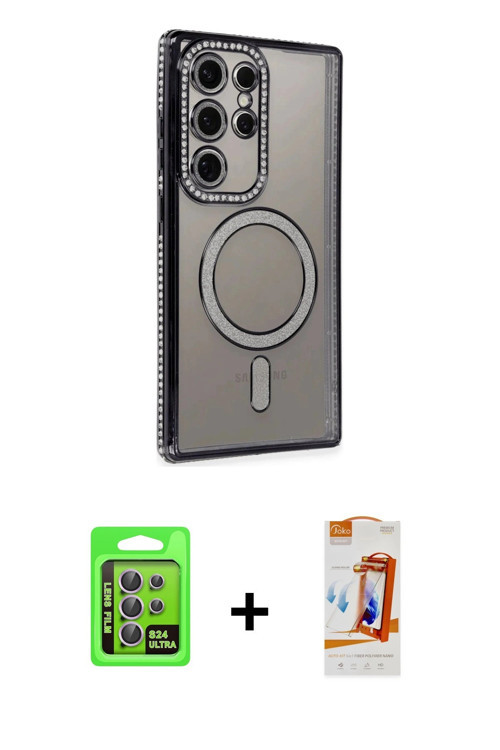 Galaxy S24 Ultra Kılıf Zirve Doku Prime - Siyah AutoKit 5in1 Fiber Polymer Nano Ekran Koruyucu