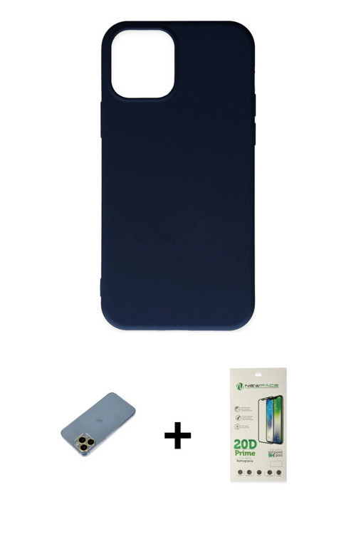 iPhone 11 Pro Max Kılıf Ahenk Serisi - Siyah 20D Premium Cam Ekran Koruyucu + Gold Shine Kamera