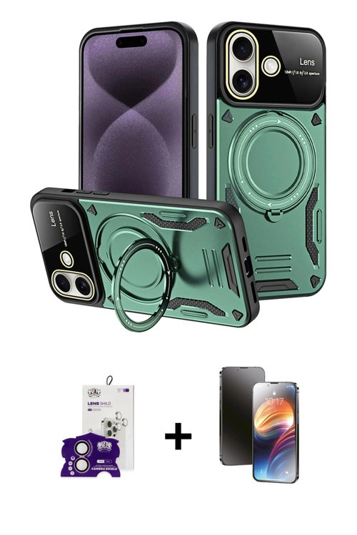 iPhone 16 Kılıf Kıvılcım Modern Serisi - Siyah 3D Antistatik Mat Seramik Nano Ekran Koruyucu +