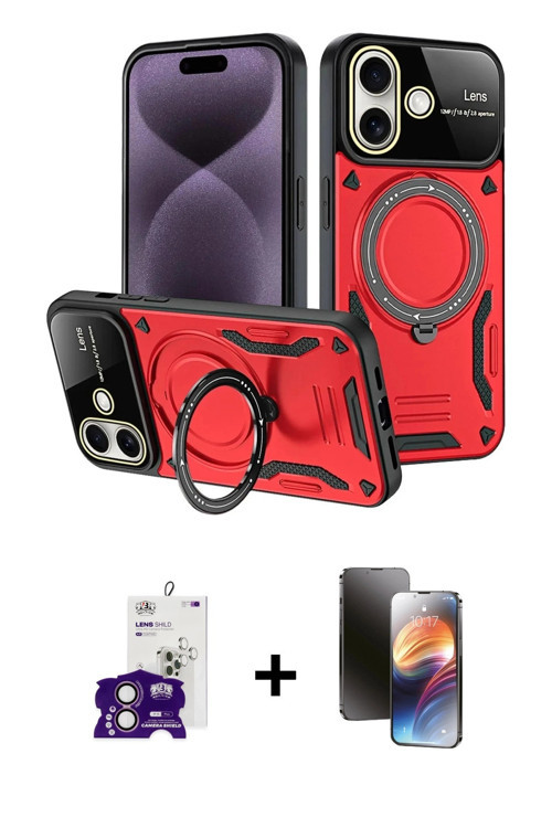 iPhone 16 Kılıf Kıvılcım Modern Serisi - Siyah 3D Antistatik Mat Seramik Nano Ekran Koruyucu +