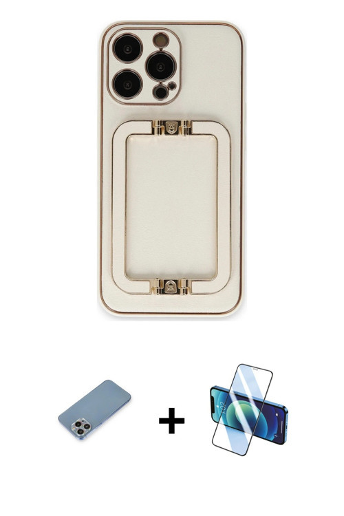iPhone 13 Pro Kılıf Kozmos Minimal Prime - Siyah 3D Antistatik Seramik Nano Ekran Koruyucu + Gö