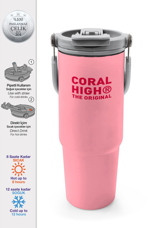 Mercan Pipetli ve Direkt İçim Çelik Termos 900 ml 38755