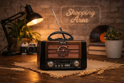 Nostaljik Retro Radyo | Bluetooth Destekli | Gemi Dümeni Tasarımlı | Taşınabilir Dekoratif Radyo
