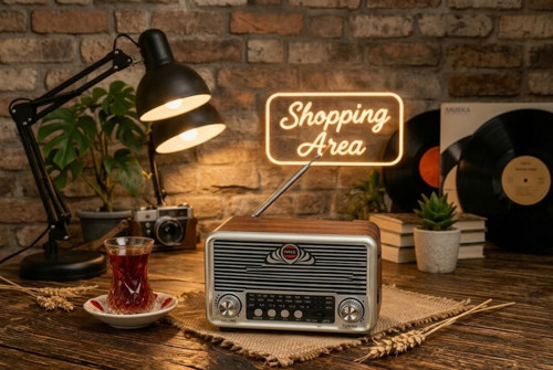 Nostaljik Retro Radyo | Bluetooth Destekli | LED Fenerli | Taşınabilir Şık Tasarım