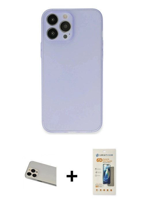 iPhone 13 Pro Max Kılıf Atlas Minimal Prime - Siyah 6D Mat Seramik Hayalet Nano Ekran Koruyucu