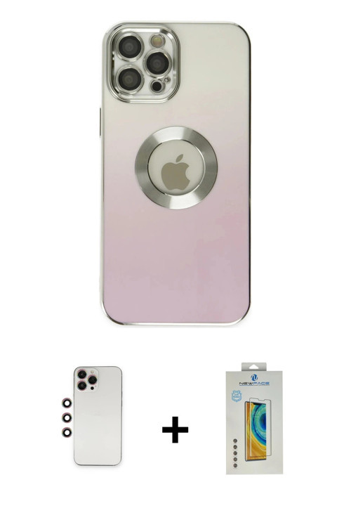 iPhone 12 Pro Max Kılıf Kutup Yansıma Özel Seri - Siyah Polymer Nano Ekran Koruyucu + Gökkuşağı