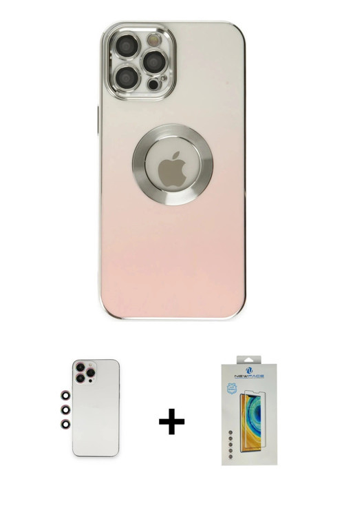 iPhone 12 Pro Max Kılıf Kutup Yansıma Özel Seri - Siyah Polymer Nano Ekran Koruyucu + Gökkuşağı