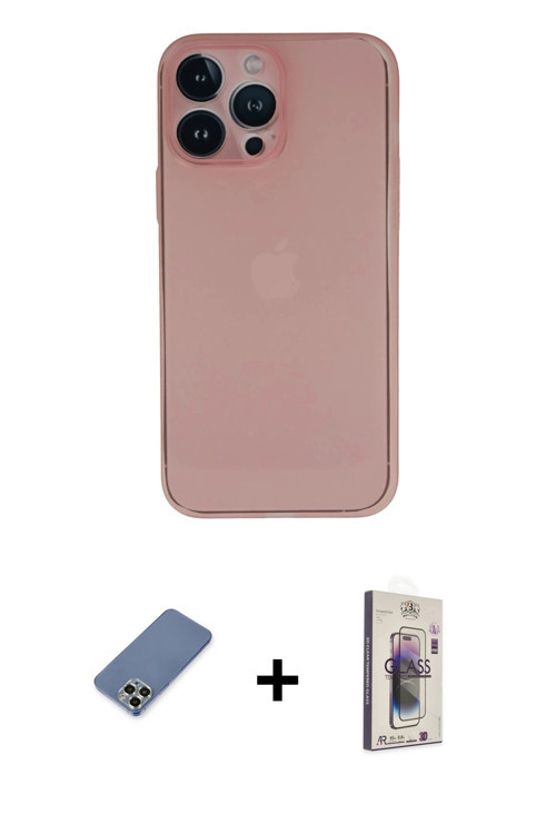 iPhone 13 Pro Max Kılıf Yadigar Yansıma Serisi - Siyah Bilvis 3D Cam Ekran Koruyucu + Açık Yeşi