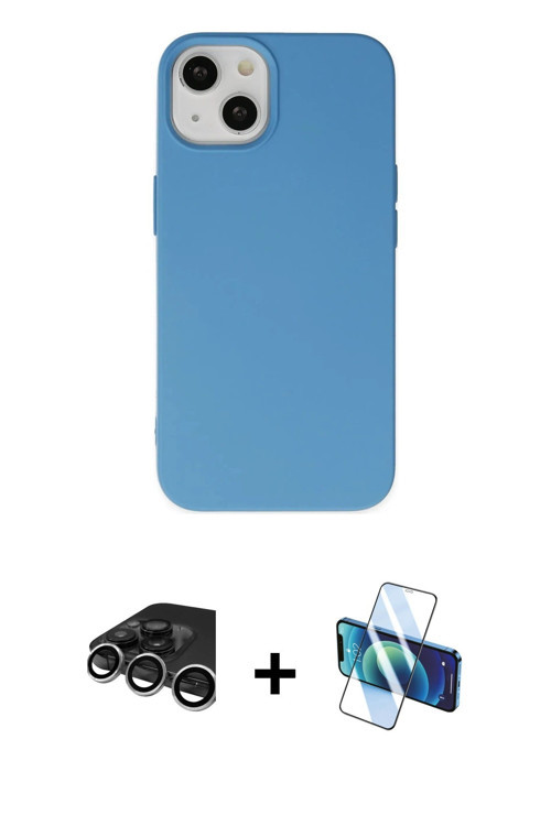 iPhone 15 Pro Kılıf Ahenk Serisi - Siyah 3D Antistatik Seramik Nano Ekran Koruyucu + Gümüş Raze