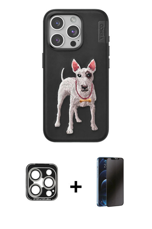 iPhone 15 Pro Max Kılıf Nova Form Koleksiyonu - Siyah 3D Antistatik Hayalet Cam Ekran Koruyucu