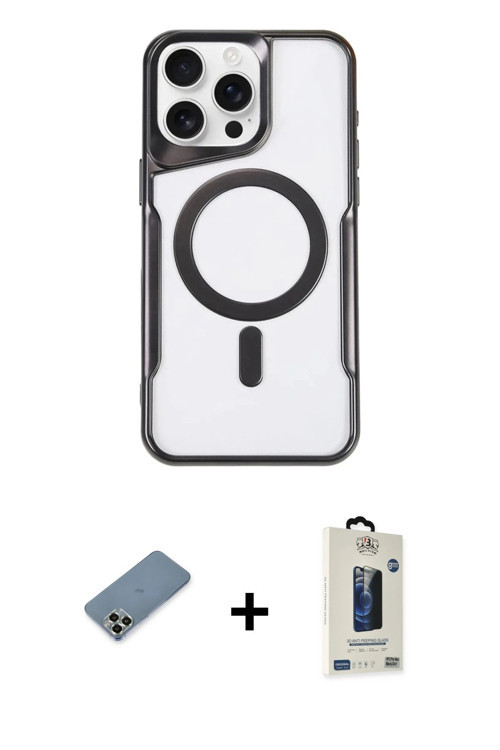 iPhone 11 Pro Max Kılıf Yadigar Klasik Özel Seri - Siyah Bilvis Hayalet Cam Ekran Koruyucu + Aç