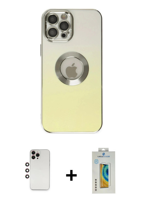 iPhone 12 Pro Max Kılıf Kutup Yansıma Özel Seri - Siyah Polymer Nano Ekran Koruyucu + Gökkuşağı