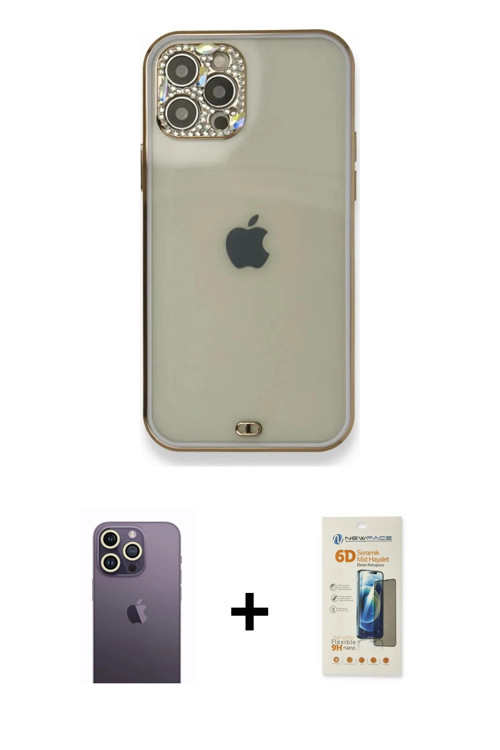 iPhone 12 Pro Kılıf Eksen Minimal Koleksiyonu - Siyah 6D Mat Seramik Hayalet Nano Ekran Koruyuc