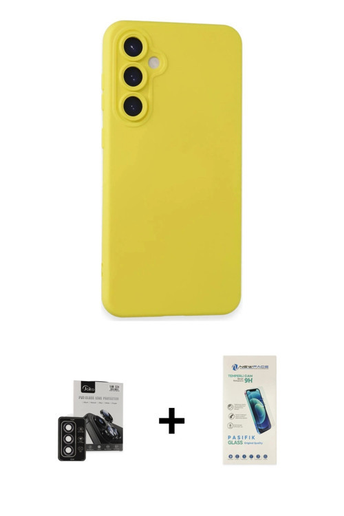 Galaxy S24 Kılıf Ahenk Serisi - Şeffaf Pasifik Cam Ekran Koruyucu + Derin Mor PVD Metal Kamera