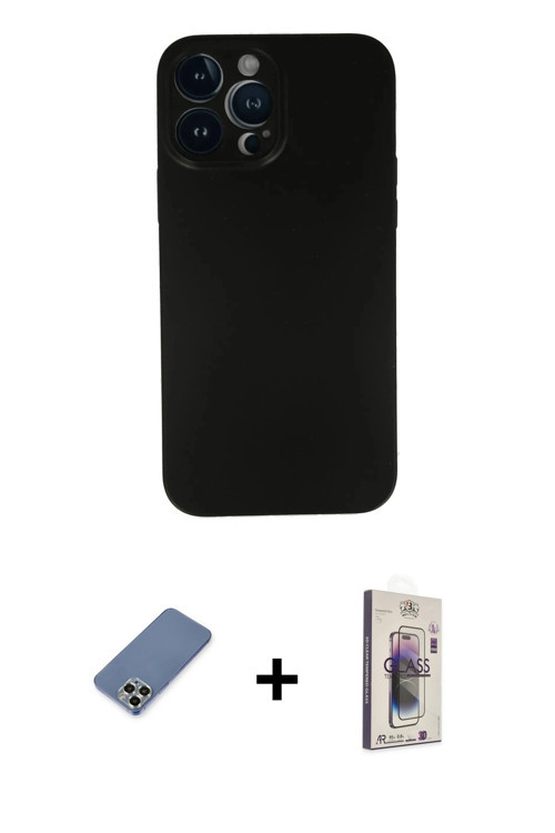 iPhone 13 Pro Max Kılıf Yadigar Yansıma Serisi - Siyah Bilvis 3D Cam Ekran Koruyucu + Açık Yeşi