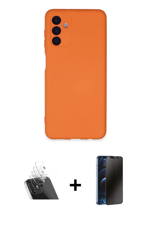 Galaxy A24 4G Kılıf Ahenk Serisi - Siyah 3D Antistatik Hayalet Cam Ekran Koruyucu + Şeffaf Kame