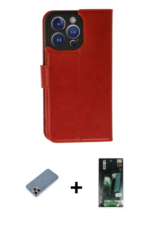 iPhone 11 Pro Max Kılıf Siluet Işık Serisi - Siyah 360 Mat Full Body Arka Koruyucu + Mor Metal