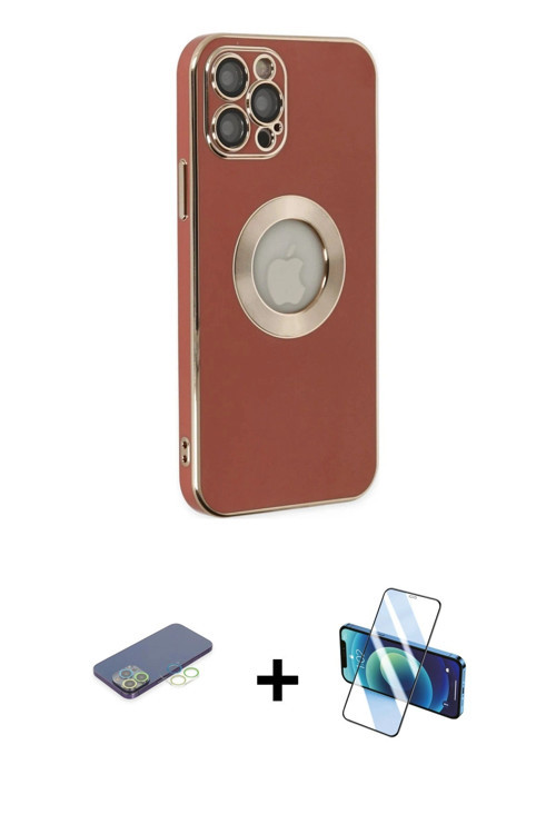 iPhone 12 Pro Kılıf İz Form Serisi - Siyah 3D Antistatik Seramik Nano Ekran Koruyucu + Yeşil Re