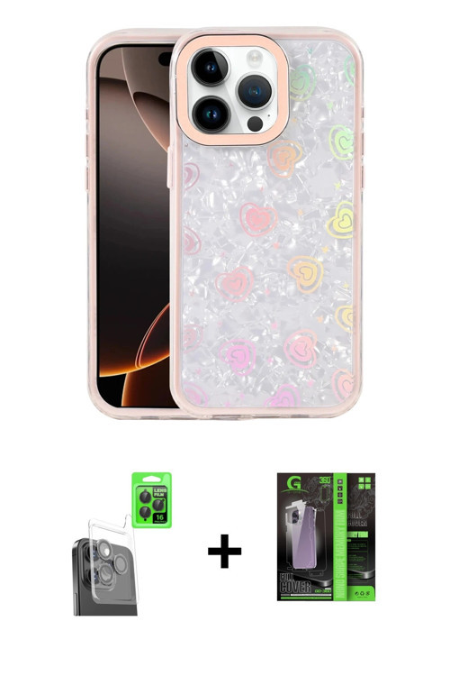 iPhone 16 Pro Max Kılıf Odak Prime - Şeffaf 360 Full Body Arka Koruyucu + Siyah Raze Metal Kame