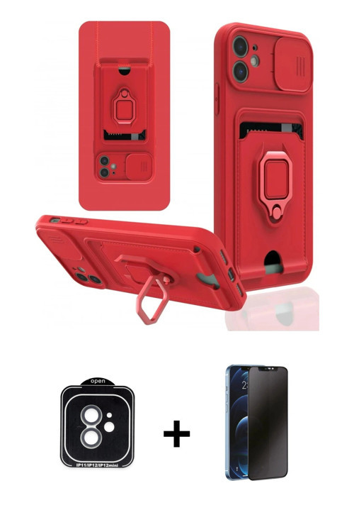 iPhone 11 Kılıf Vadi Form Prime - Siyah 3D Antistatik Hayalet Cam Ekran Koruyucu + Yeşil PVD Me