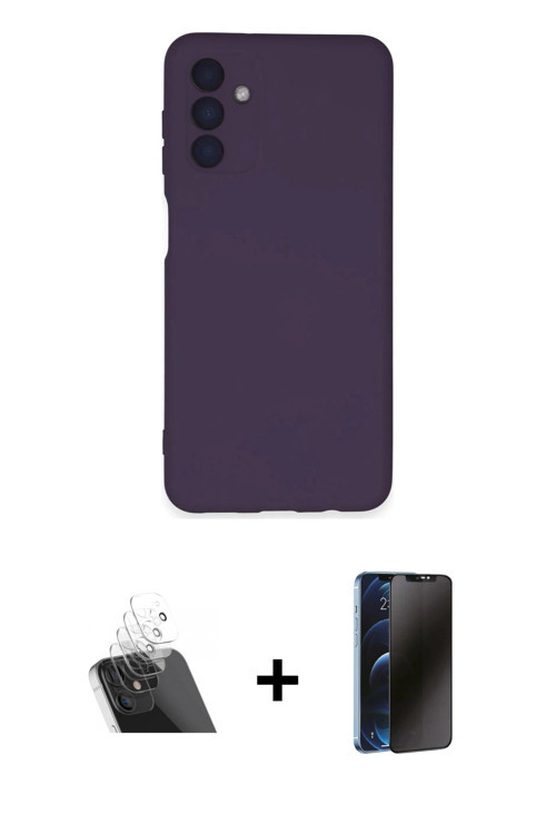 Galaxy A24 4G Kılıf Ahenk Serisi - Siyah 3D Antistatik Hayalet Cam Ekran Koruyucu + Şeffaf Kame