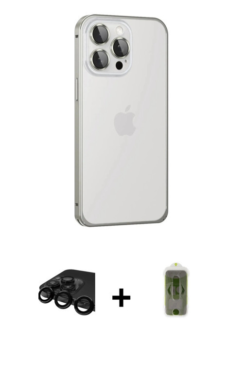 ieg™ iPhone 15 Pro Kılıf Eksen Form Serisi - Siyah Joko Magic 5D Hayalet Cam + Siyah Raze Metal Kame