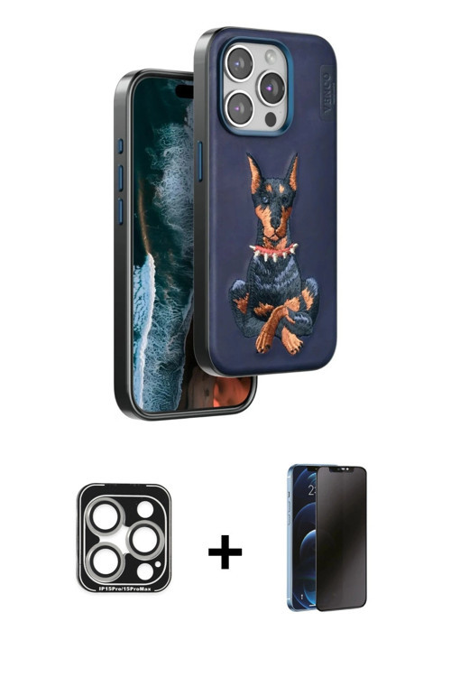iPhone 15 Pro Max Kılıf Nova Form Koleksiyonu - Siyah 3D Antistatik Hayalet Cam Ekran Koruyucu