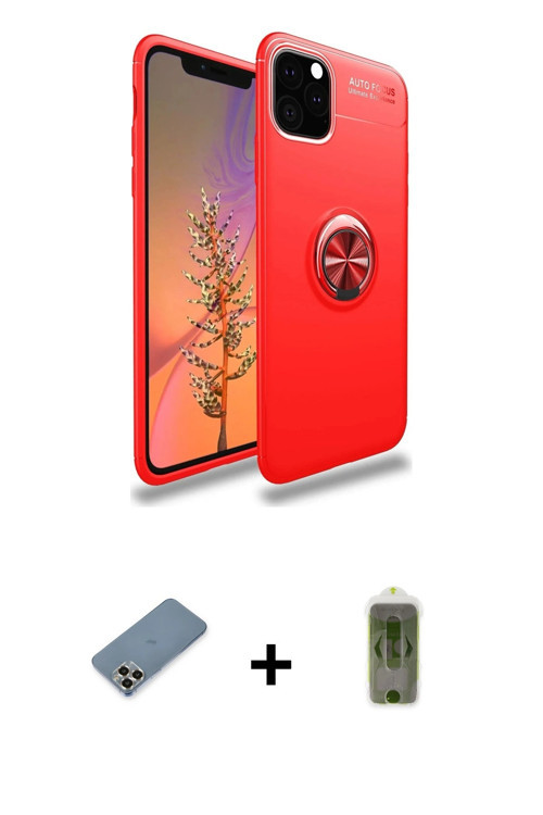 ieg™ iPhone 11 Pro Max Kılıf Yankı Form Prime - Siyah Joko Magic 5D Hayalet Cam + Gold Metal Kamera