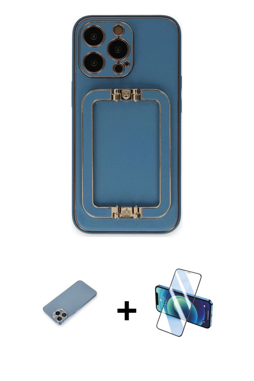 iPhone 13 Pro Kılıf Kozmos Minimal Prime - Siyah 3D Antistatik Seramik Nano Ekran Koruyucu + Gö