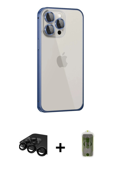 ieg™ iPhone 15 Pro Kılıf Eksen Form Serisi - Siyah Joko Magic 5D Hayalet Cam + Siyah Raze Metal Kame